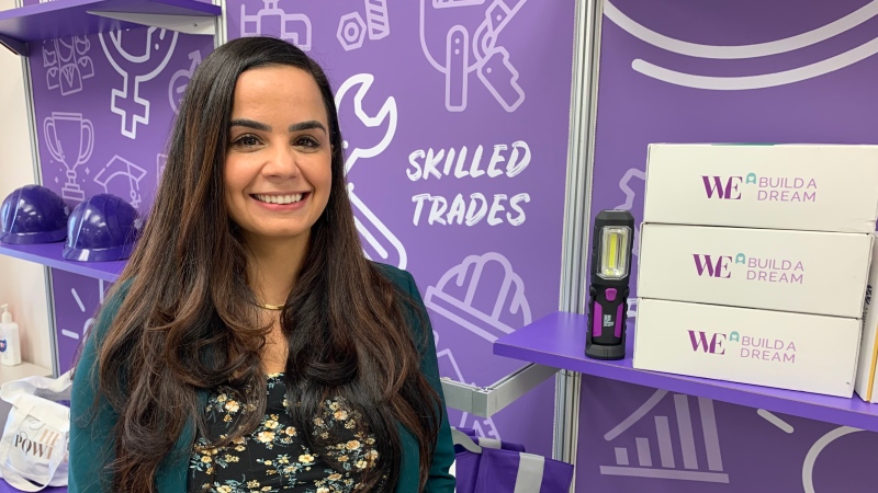 Nour Hachem-Fawaz poses in the Build a Dream offices at 6465 Hawthorne Dr. in Windsor, Ont., May 5, 2022. (Rich Garton/CTV Windsor)