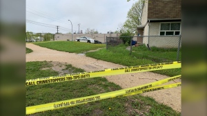 Police are investigating after a woman died after a reported assault in the 100 block of Marlow Court Saturday night. May 29, 2022. (Source: Gary Robson/CTV News)