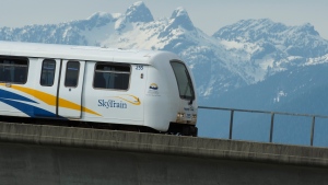 The SkyTrain is pictured in Burnaby, B.C. Tuesday, April 14, 2020. THE CANADIAN PRESS/Jonathan Hayward 