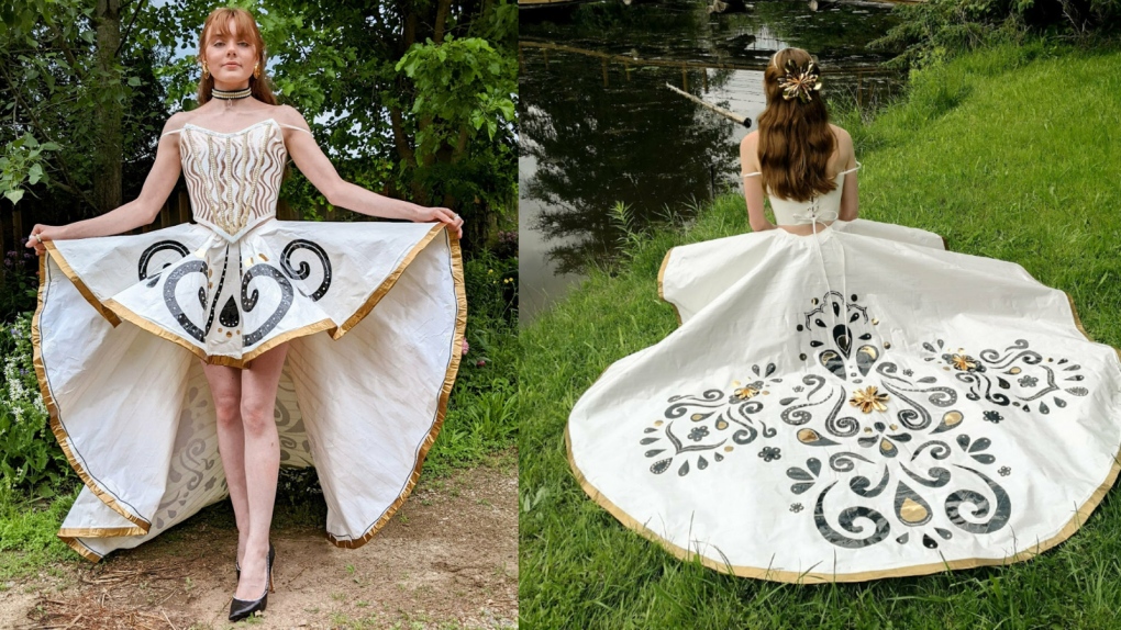 Kitchener teen creates intricate prom dress out of duct tape