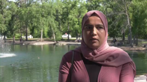 Halima Jelloul was told by Lilac Resort she could not wear her burkini on the waterslide Friday. (Source: Mason DePatie, CTV News Winnipeg)