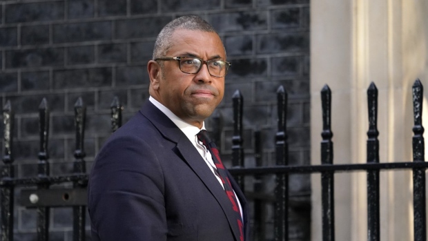 Britain's Home Secretary James Cleverly arrives in Downing Street in London, Wednesday, Sept. 7, 2022 for the first cabinet meeting since Liz Truss was installed as British Prime Minister a day earlier. (AP Photo/Alberto Pezzali)