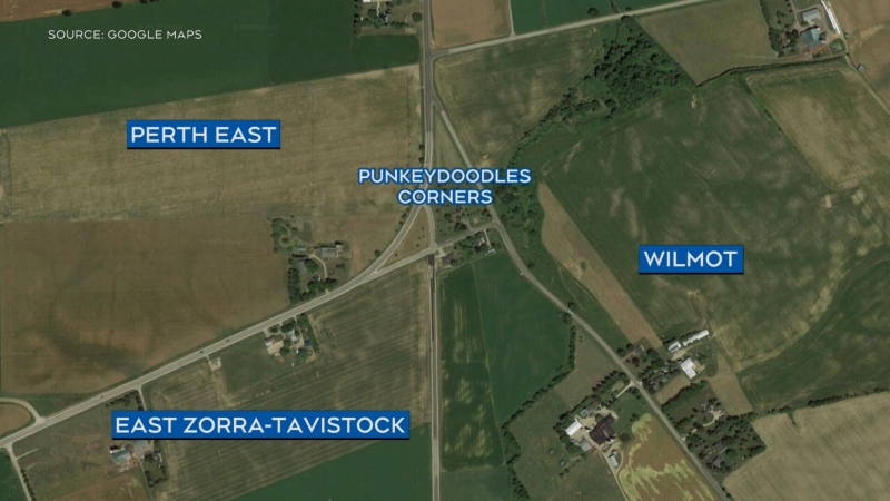 The intersection where the collision took place straddles Perth East, Wilmot Township and East Zorra-Tavistock. 