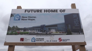 Sign advertising future home of Humane Society of London and Middlesex (Daryl Newcombe/CTV News London)