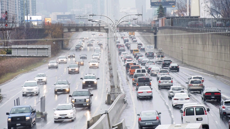 Vehicles makes there way into and out of downtown Toronto along the Gardiner Expressway in Toronto on Thursday, November 24, 2016. THE CANADIAN PRESS/Nathan Denette