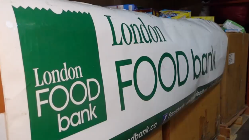 A sign for the London Food Bank. (Brent Lale/CTV News London)