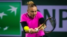 INDIAN WELLS, CALIFORNIA - MARCH 10: Amanda Anisimova of the United States in action against Linda Noskova of the Czech Republic during her second-round match on Day 5 of the 2023 BNP Paribas Open at the Indian Wells Tennis Garden on March 10, 2023 in Indian Wells, California (Photo by Robert Prange/Getty Images)
