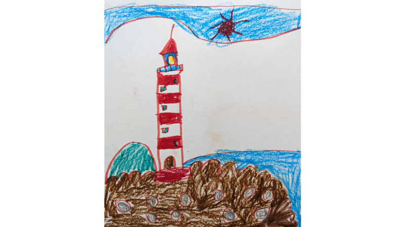 Peggy's Cove by Azrah Charolia, 5 years old, Kindergarten, W. Erskine Johnson
