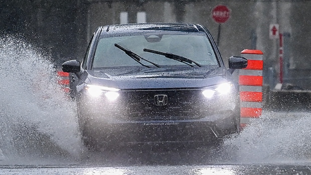 Motorist in the rain