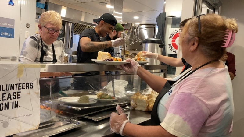 Souls Harbour Rescue Mission in Halifax hosted its annual Thanksgiving dinner on Oct. 9, 2023. (Hafsa Arif/CTV Atlantic)