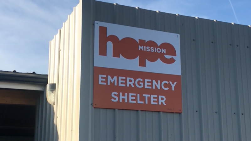 The temporary homeless shelter run by Hope Mission in Wetaskiwin, Alta. (CTV News Edmonton)