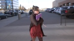 Taylor Kennedy outside the Saskatoon Provincial Courthouse (Laura Woodward / CTV News)