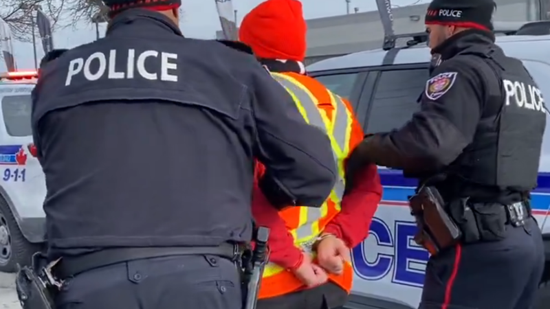 Public Service Alliance of Canada regional executive vice-president Alex Silas was arrested at a picket on Star Top Road Wednesday, Feb. 7, 2024. (Katie Griffin/CTV News Ottawa)