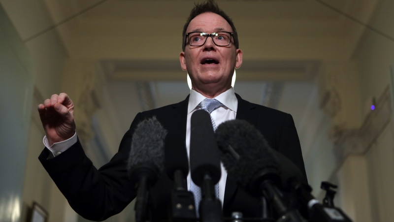 B.C. United party leader Kevin Falcon is seen during a press conference at the legislature in Victoria, Thursday, Feb. 22, 2024. THE CANADIAN PRESS/Chad Hipolito