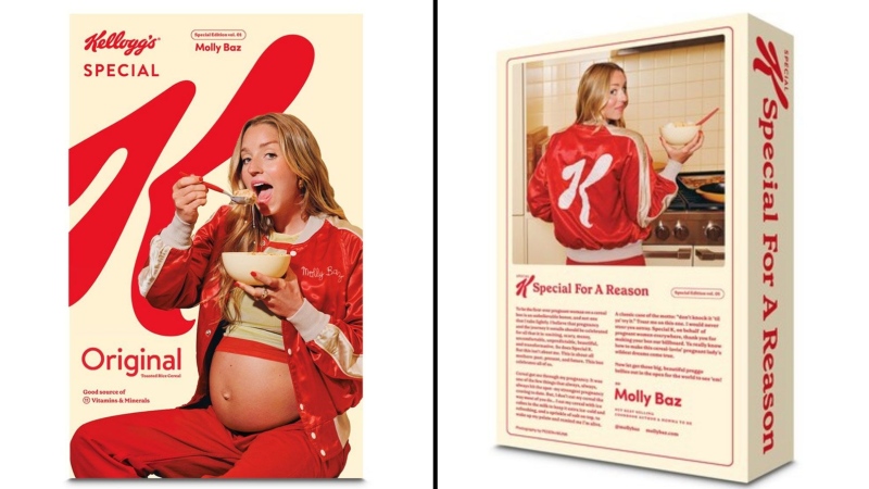 In a first, Special K features pregnant woman on cereal box. (WK Kellogg via CNN Newsource)