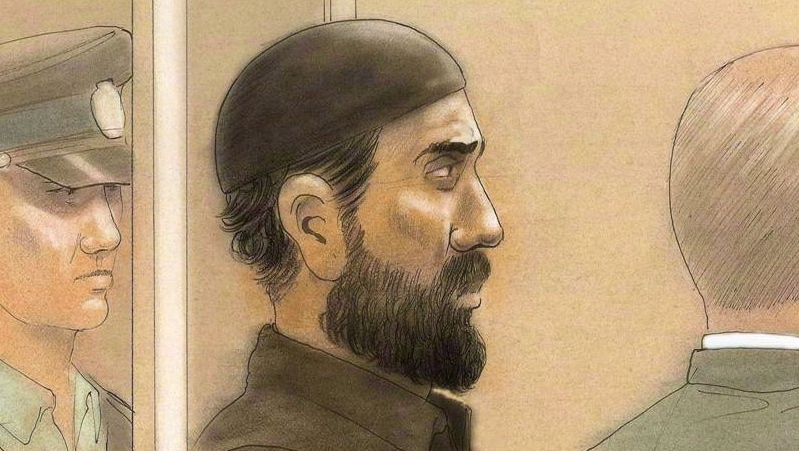 Raed Jaser is shown in court in Toronto on April 23, 2013 in an artist's sketch. THE CANADIAN PRESS/John Mantha