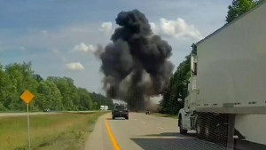 Fiery crash closes section of Hwy. 416