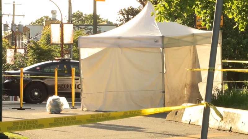 Vancouver police investigate a fatal stabbing on June 5, 2024. 