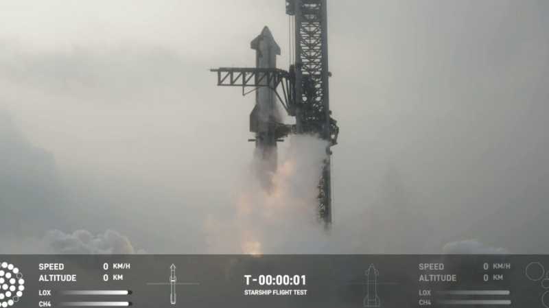 SpaceX's mega rocket Starship launches for a test flight from Starbase in Boca Chica, Texas, Thursday, June 6, 2024. (SpaceX via AP)