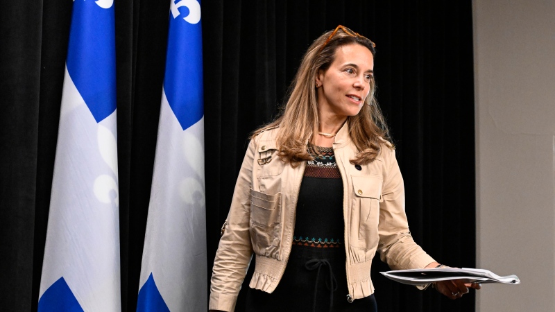 Quebec Housing Minister France-Élaine Duranceau takes part in a press conference on May 22, 2024. LA PRESSE CANADIENNE/Jacques Boissinot
