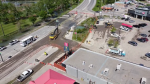 In this aerial image, crews are seen working to repair a water main break along 16th Avenue N.W. on June 6, 2024. (CTV News) 