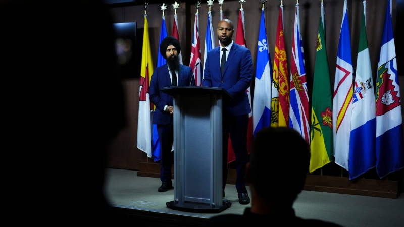 Stephen Brown, CEO of the National Council of Canadian Muslims, speaks during a press conference in Ottawa on Sept. 19, 2023.  (Sean Kilpatrick / The Canadian Press)