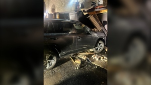 Ottawa Fire Services says no injuries were reported Thursday evening after a car drove into a home in Ottawa's south-end, the second incident in the city in a 10-hour period. (Ottawa Fire Services/ X)