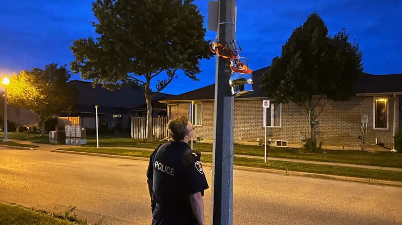 Police responded to the area of Radcliff Avenue and Blair Street for what police described as a "suspicious item" in Windsor, Ont., on Thursday, June , 2024. (Stefanie Masotti/CTV News Windsor)