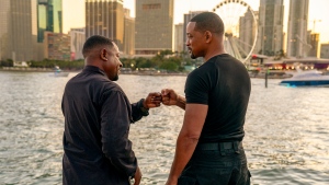 This image released by Sony Pictures shows Martin Lawrence, left, and Will Smith in a scene from 'Bad Boys: Ride or Die.' (Frank Masi/Columbia-Sony Pictures via AP)