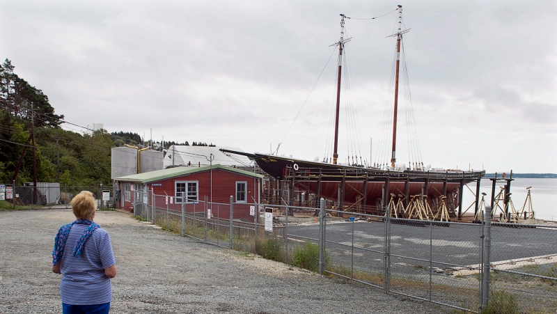 Bluenose II rests in a cradle at a shipyard in Lunenburg, N.S. on Thursday, Sept. 5, 2013. THE CANADIAN PRESS/Andrew Vaughan 