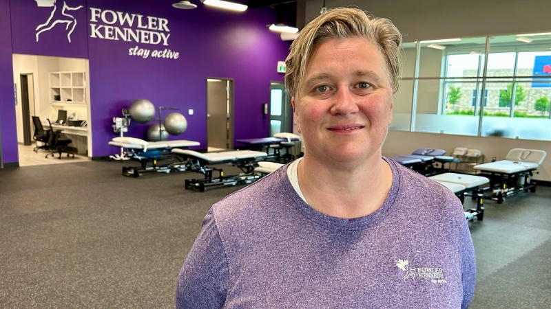 Sarah Padfield, the executive director of Fowler Kennedy stands in the rehabilitation gym inside a new location in southwest London. (Sean Irvine/CTV News London)