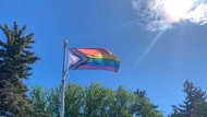 Pride Week began in the City of Regina with a flag raising at City Hall. (Cole Davenport / CTV News) 