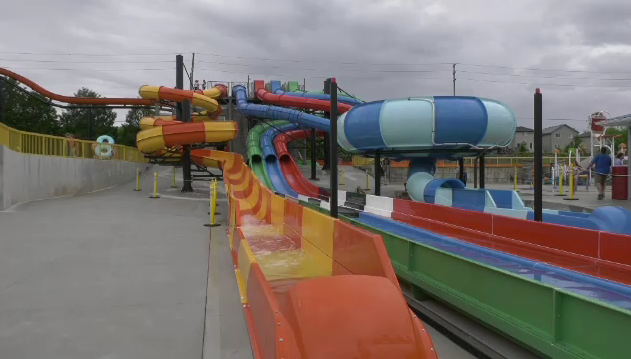 New water slides at East Park in London, Ont. on June 7, 2024. (Bryan Bicknell/CTV London)
