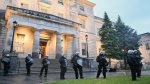 Police stand guard on the McGill University campus following a pro-Palestinian protest in Montreal, Thursday, June 6, 2024. (Graham Hughes, The Canadian Press)