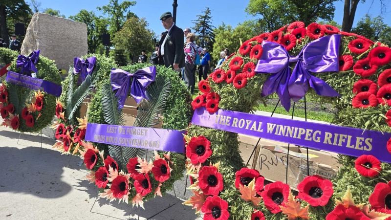 The Royal Winnipeg Rifles commemorate the 80th anniversary of D-Day on June 8, 2024. (Dan Timmerman/CTV News Winnipeg)