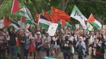 A pro-Palestinian march in Montreal drew thousands on June 8, 2024.