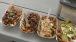 A variety of poutines are shown at the Poutine Feast in Windsor, Ont. on June 9, 2024. (Sanjay Maru/CTV News Windsor)