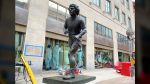 The Terry Fox statue has been relocated to Sparks Street in downtown Ottawa. (Leah Larocque/CTV News Ottawa) 