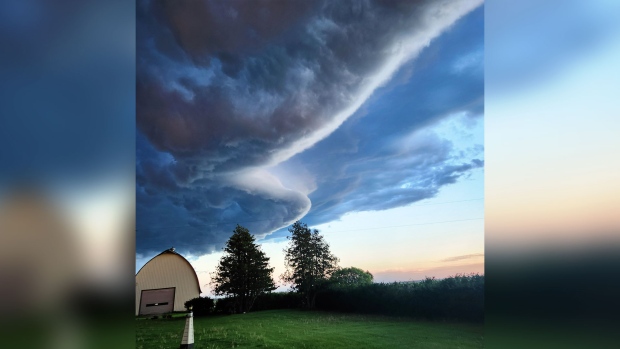 Massive storm cloud in Darlingford, MB. Photo by Bernadette Funk.