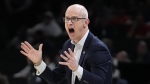 NCAA UConn coach Dan Hurley has turned down the NBA's Los Angeles Lakers head coaching job, according to ESPN. (Steven Senne/AP Photo)