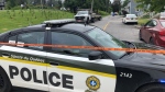 A man was shot several times and run over on Centrale Street in Pointe-des-Cascades, Que. (CTV News / Xavier Duranleau)
