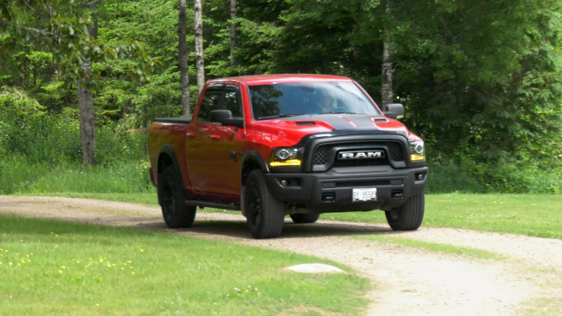 Kimberley Ashick driving her 2022 Dodge Ram 1500 up her driveway in North Algona Wilberforce, Ont. May 8, 2024. (Dylan Dyson/CTV News Ottawa)