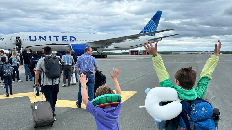 A United Airlines flight from Washington to Paris diverted to Gander, N.L., early Monday due to a mechanical issue. (Courtesy of Taylor Cady)