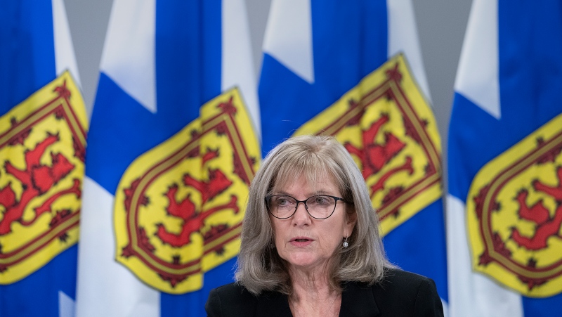 Nova Scotia Auditor General Kim Adair fields questions at a news conference in Halifax on Tuesday, Nov. 23, 2021. (Source: THE CANADIAN PRESS/Andrew Vaughan)