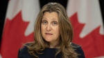 Deputy Prime Minister and Minister of Finance Chrystia Freeland responds to a question from a reporter during a news conference, Tuesday, June 11, 2024 in Ottawa. (Adrian Wyld/The Canadian Press)