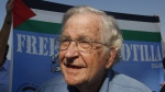Noam Chomsky stands during a press conference to support the Gaza-bound flotilla in the port of Gaza City on Oct. 20, 2012. (Hatem Moussa/AP Photo)