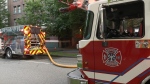 Crews responded to a fire at an apartment building in Vancouver on June 11, 2024. 