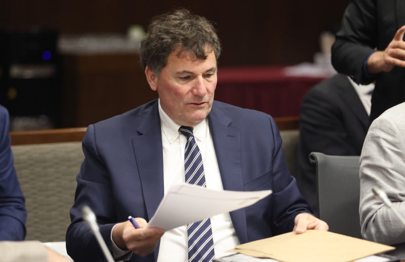 Minister of Public Safety, Democratic Institutions and Intergovernmental Affairs Dominic LeBlanc arrives to appear before the Senate Standing Committee on National Security, Defence and Veterans Affairs in Ottawa, on Wednesday, June 12, 2024. (Patrick Doyle / The Canadian Press)