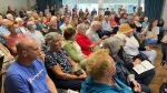 People attend a public meeting on June 12, 2024 about the Dartmouth Cove infill project. (James Kvammen/CTV Atlantic)