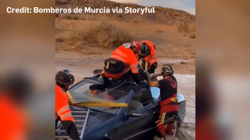 Dramatic rescue of driver in Spain